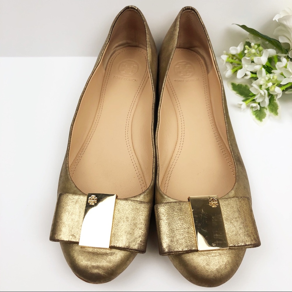 Tory Burch || Gold Shimmer Ballet Flats 9.5